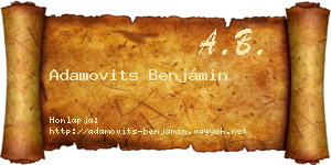 Adamovits Benjámin névjegykártya
