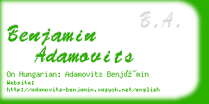 benjamin adamovits business card